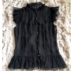Banana Republic Black Ruffle Blouse